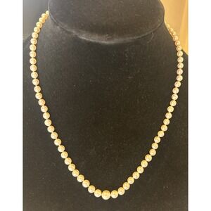 VTG Mikimoto Natural Graduated Pearl Necklace 20" Ster. Silver Clasp 8mm